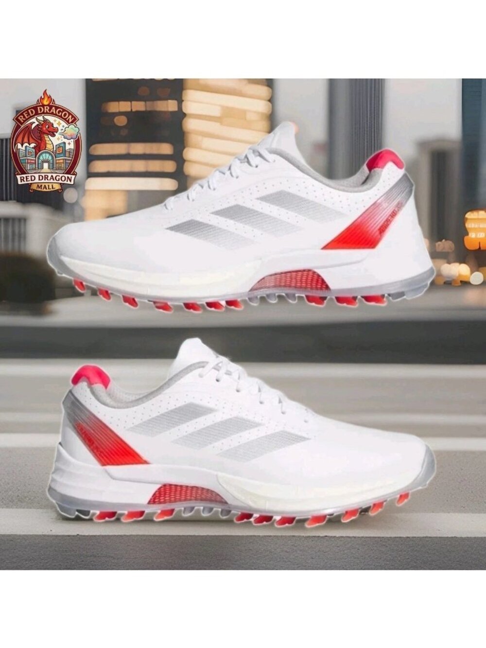 Adidas Adizero ZG Spikeless Golf Shoes White Lucid Red IH9889 - Women's Size 7